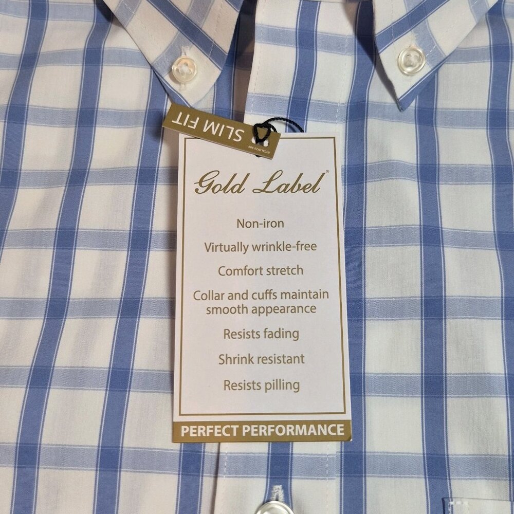 Roundtree & Yorke Gold Label Men's Shirt Size S Plaid Short Sleeve Slim Fit 56 - Picture 7 of 10